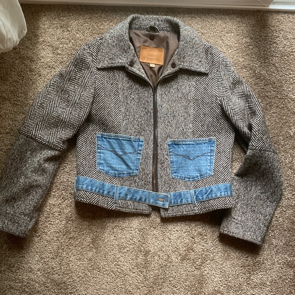 Guess wool w jean details cropped jacket
